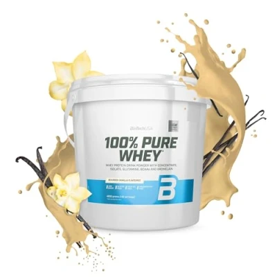 Afbeelding van BioTechUSA 100% Pure Whey Eiwitpoeder met BCAA en Glutamine Glutenvrij, Palmolievrij 21g Eiwit per portie, 4 kg, Bourbon Vanille