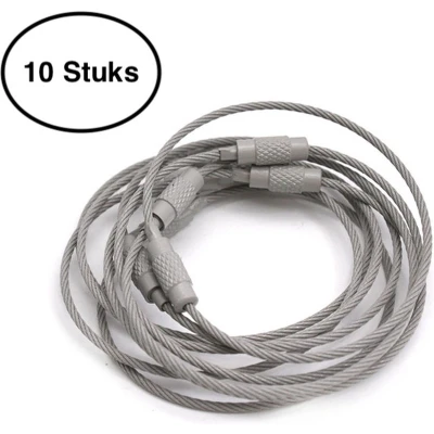 Afbeelding van Staaldraad sleutelring 15 cm Sleutelhanger Split ring centimeter 10 stuks Grijs