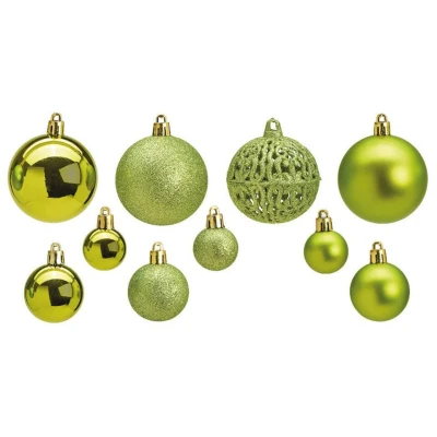 Afbeelding van Bellatio decorations Kerstballen 100 stuks lime groen kunststof