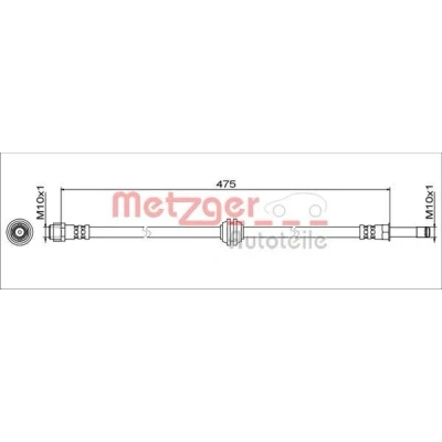 Afbeelding van METZGER 4111773 Remslang Vooras links, rechts 475mm