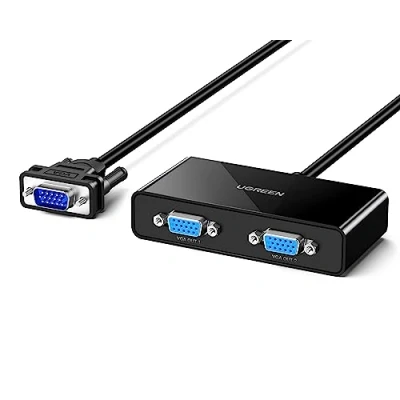 Afbeelding van UGREEN VGA Splitter naar 2 Kabel Mannelijk Vrouwelijk Monitor Y Adapter Kabel. Zwart
