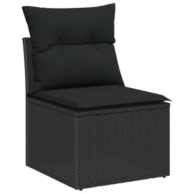 Afbeelding van vidaXL 7 delige tuinzetelset met kussens zwart poly rattan