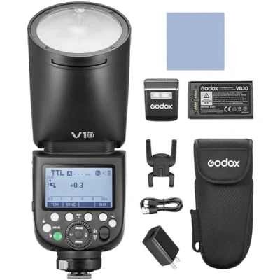Afbeelding van GODOX V1PRO s 2.4G Wireless Speedlite camera flitser 32 kanalen met M/TTL flitsmodus 1/8000 HSS voedingsaansluiting en afneembare subflitser + 24 stuks flitsgels voor Sony camera&#039;s