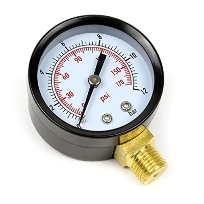 Afbeelding van Manometer drukvat/manometer radiaal DN8 (1/4&quot;) 12.9mm 0 12bar 170 PSI diameter 50mm