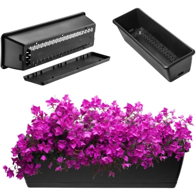 Afbeelding van KADAX Bloembak, plantenbak in 2 maten en 4 kleurvarianten, balkonbak van kunststof, met onderzetter, duurzame balkonpot (60 cm, antraciet)