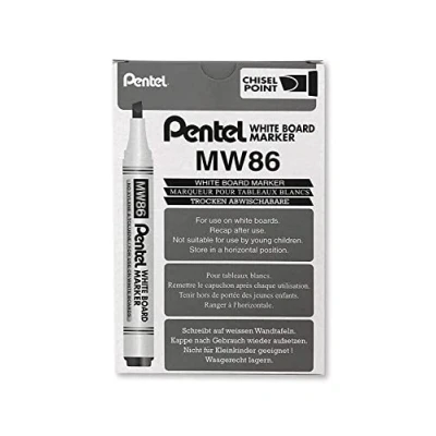 Afbeelding van Pentel MW86 markeerstift 12 stuk(s) Beitelvormige punt Zwart