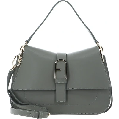 Afbeelding van FURLA Leren Schoudertas Flow Top Handle Agave Grijs