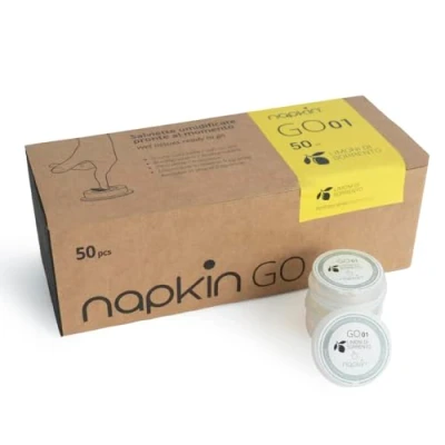 Afbeelding van Napkin Go 01 vochtige doekjes in capsule, citroen, hypoallergeen, verpakking van 50 stuks
