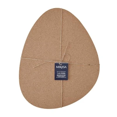 Afbeelding van Mikasa Placemats, Set van 4 Stuks, Kiezel Vorm, Kurk, 38 x 30 CM, Naturel