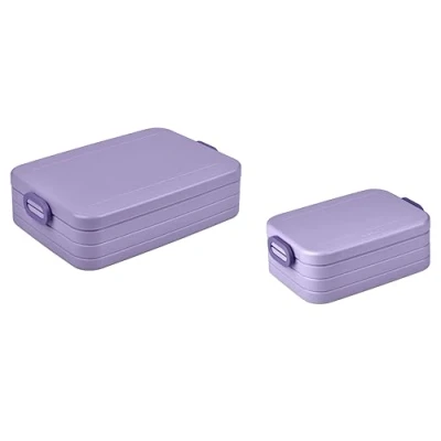 Afbeelding van Mepal Take a Break Duo Pack Lunch Box To Go Lunchboxen voor 2 tot 4 boterhammen of 8 sneetjes brood ideaal maaltijdbereiding voedseldoos met verdelers levendig paars