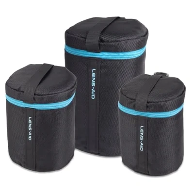 Afbeelding van LENS AID Lenszak dik gevoerd: lenshoes met ritssluiting en riemgesp, zwart, 3er Set (S,M,L), Praktisch