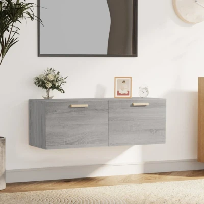 Afbeelding van Wandkast 100x36,5x35 cm bewerkt hout grijs sonoma eikenkleurig