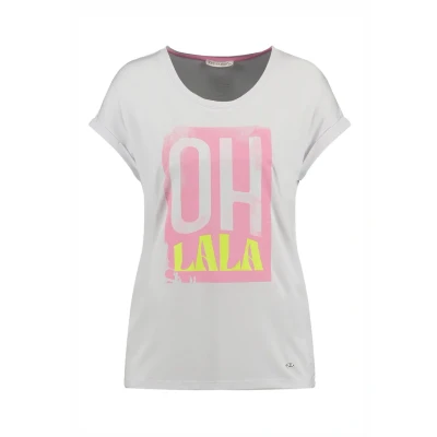 Afbeelding van Key Largo Ohlala Round Tshirt print, Dames, Maat: Large, White