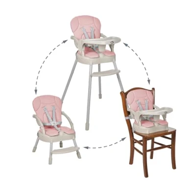 Afbeelding van ms kinderstoel voor babyspoon, kan worden omgevormd tot zitverhoging en stoel, 3 in 1 met gevoerde zitting, roze