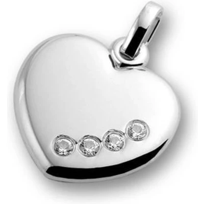Afbeelding van TRESOR hart hanger met 4 Swarovski zirkonia stenen Zilver