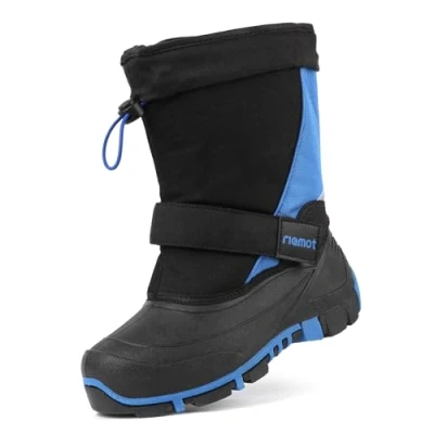 Afbeelding van riemot Winterlaarzen voor kinderen, warme winterschoenen, kinderschoenen, antislip fleece voering, laarzen, waterdichte kinderlaarzen, jongens, meisjes, sneeuwlaarzen, blauw, 35 EU, EU