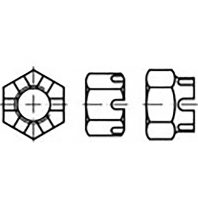 Afbeelding van TOOLCRAFT TO 6861168 Kroonmoeren M12 DIN 935 Staal 500 stuk(s)