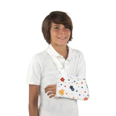 Afbeelding van Mobiclinic®, arm sling kind, Maat M, 100% katoen, Spaans merk, Kinderen Sling, Verstelbare riem, Immobilisator Schouder Onderarm 29 cm, Latexvrij, Armsling Dinosaurussen