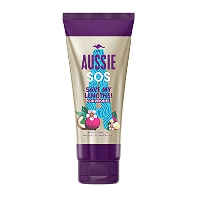 Afbeelding van Aussie Conditioner SOS Save My Lengths Instant Detangling Vegan Frizz Ease Haarspülung für geschädigtes Haar, knotiges, krauses Haar mit einer Mischung aus australischen Superfoods, 200 ml