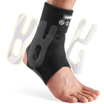 Afbeelding van CAMBIVO Enkelbandage, enkelbandage met zijstabilisator, instelbaar enkelgewricht, orthese enkelgewricht voor verstuikingen, plantaire fasciitis, voetbandage sport en dagelijks gebruik