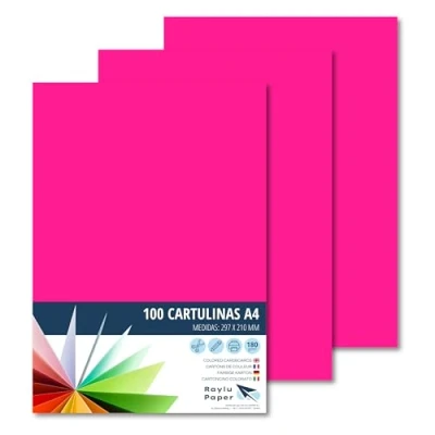 Afbeelding van Raylu Paper® A4 100 stuks fuchsia kleur 180 g 210 x 297 mm, ideaal voor verband, kantoorwerk, tekenen, knutselen, geschikt school. (fuchsia)
