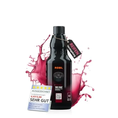 Afbeelding van ADBL Tire Coat (500 ml) Premium bandenwrating voor intensieve bescherming en verzorging geeft banden een diepzwarte afwerking hydrofoob, vuilafstotend uv bestendig langdurige look