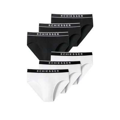Afbeelding van Schiesser 6PACK Slip, Heren, Maat: Medium, Schwarz weiss