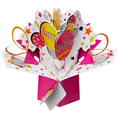 Afbeelding van Suki Gifts International Pop Up Card Happy Birthday Ballonnen, veelkleurig, 13 x 21 19 cm