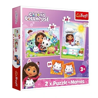 Afbeelding van Gabby&#039;s Dollhouse 3 in 1 Set Puzzels + Memory 5900511933826