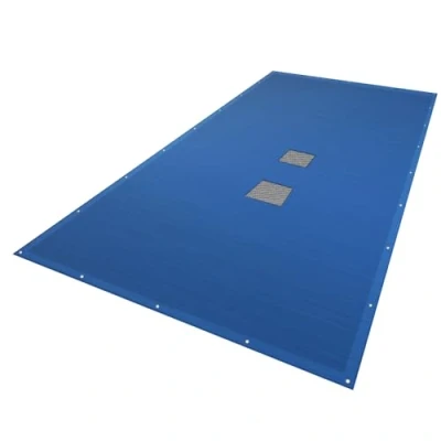 Afbeelding van VOUNOT Rechthoekig zwembadzeil 8 x 4 m, zwembadafdekking van PE 160 g/m² met centraal afwateringsnet, beschermdeken, blauw grijs