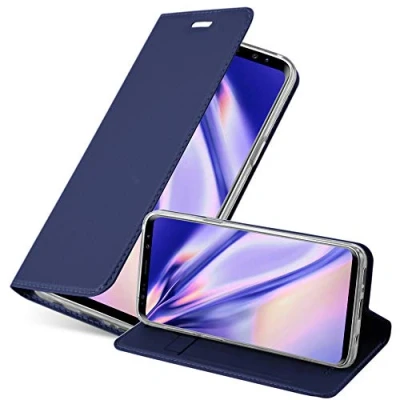 Afbeelding van Cadorabo Hoesje geschikt voor Samsung Galaxy S9 in CLASSY DONKER BLAUW Beschermhoes met magnetische sluiting, standfunctie en kaartvakje Book Case Cover Etui