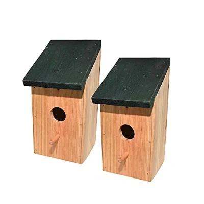 Afbeelding van Ram© 2 X Houten Vogelnestkast Nest Vogelhuisje Kleine Vogelmees Robin Sparrow Feeder