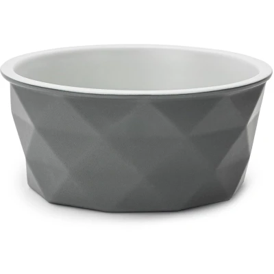 Afbeelding van lionto Voerbak van keramiek met antislip siliconenbodem, 1900 ml, Hondenvoerbak robuust en geurloos materiaal, eenvoudig te reinigen, ergonomisch ontwerp, Waterbak voor honden katten, grijs