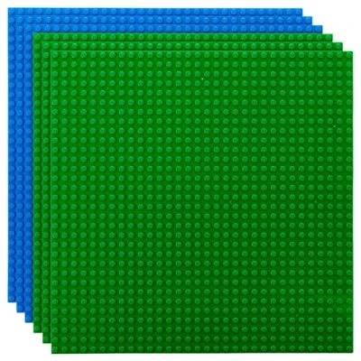Afbeelding van Strictly Briks Klassieke bouwplaten stapelbaar 100% compatibel met alle grote merken 6 stuks blauw en groen 25,5 x cm