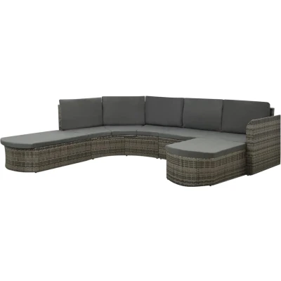 Afbeelding van vidaXL 4 delige Loungeset met kussens poly rattan grijs
