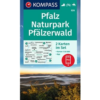 Afbeelding van KOMPASS Wanderkarten Set 826 Pfalz, Naturpark Pfälzerwald (2 Karten) 1:50.000: inklusive Karte zur offline Verwendung in der App. Fahrradfahren. Reiten
