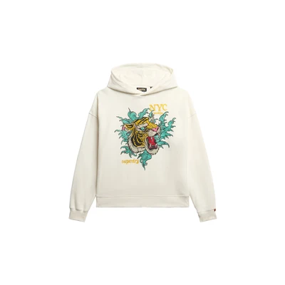 Afbeelding van Superdry Vrouwen Neo Trad Tattoo Hoodie met Relaxte Pasvorm Wit Grootte: 42