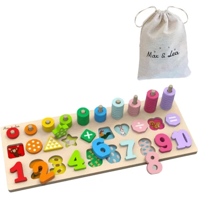 Afbeelding van Max &amp; Lea Educatief Houten Speelgoed Bord Leren Tellen Duurzaam