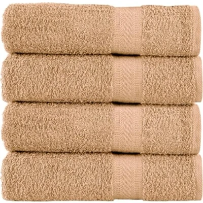 Afbeelding van Set van 4 grote badhanddoeken (70cm x 140cm) 500 g/m² 100% luxe katoen hotelkwaliteit Zeer absorberend voor badkamer, douche, strand en dagelijks gebruik (linnen)