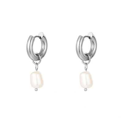 Afbeelding van RVS Oorbellen parels simpel Yehwang One size Zilver