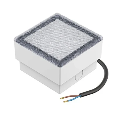 Afbeelding van ledscom.de LED straatsteen grond inbouwlamp CUS voor buiten, IP67, hoekig, 10 x 10cm, blauw, 230v, terras, tuinverlichting, inbouwlamp, power, grondlamp, grondlamp