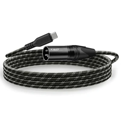 Afbeelding van J&amp;D USB Type C naar XLR Mannelijk Audio Uitgang Kabel, 2 Meter Gevlochten voor Versterker, Luidspreker, Mixer Console, Compatibel met iPhone 15/16 en Galaxy S24 Series,