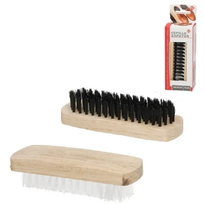 Afbeelding van Zachte Schoenenborstels set 2 stuks 13 cm Hout schoenpoets zwart en transparant