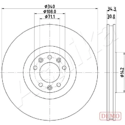 Afbeelding van ASHIKA Remschijf 340mm 30,0mm interne ventilatie Gelakt 60 00 0636C 4249F9 Remschijven