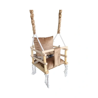 Afbeelding van Luxe 3 in 1 beige/bruine meegroei babyschommel en Kinderschommel