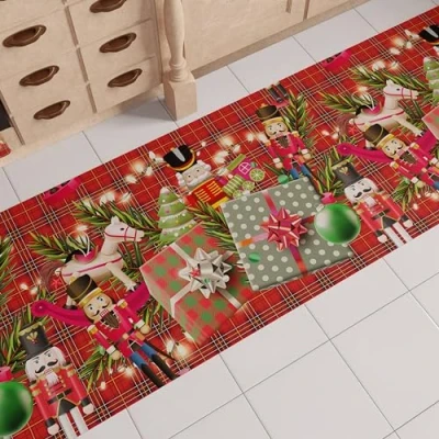 Afbeelding van PETTI Artigiani Italiani tapijt voor de kerstkeuken, loper antislip en wasbaar, Kerstmis, 52 x 180 cm, Soldatini, gemaakt in Italië