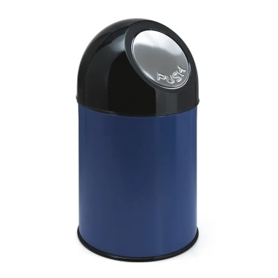 Afbeelding van Afvalbak 30ltr Pushdeksel met onderbak blauw/zwart