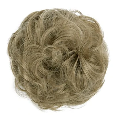 Afbeelding van CAISHA Haarstukje Haarwokkel Opgestoken Bruids Kapsel Volumineus Gekruld Knoet Donkerblond G19A
