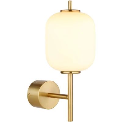 Afbeelding van Globo Gouden wandlamp Ewald wit glas 15217W