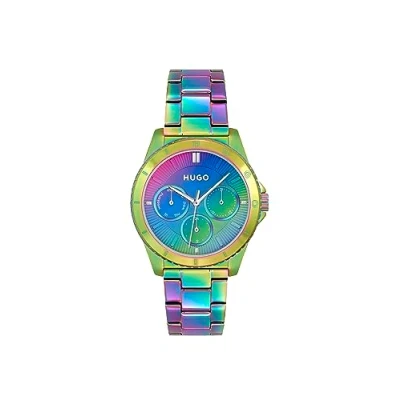 Afbeelding van HUGO Analoge Multifunctionele Quartz Horloge voor vrouwen #DANCE Collectie met gekleurde RVS armband, Regenboog, armband